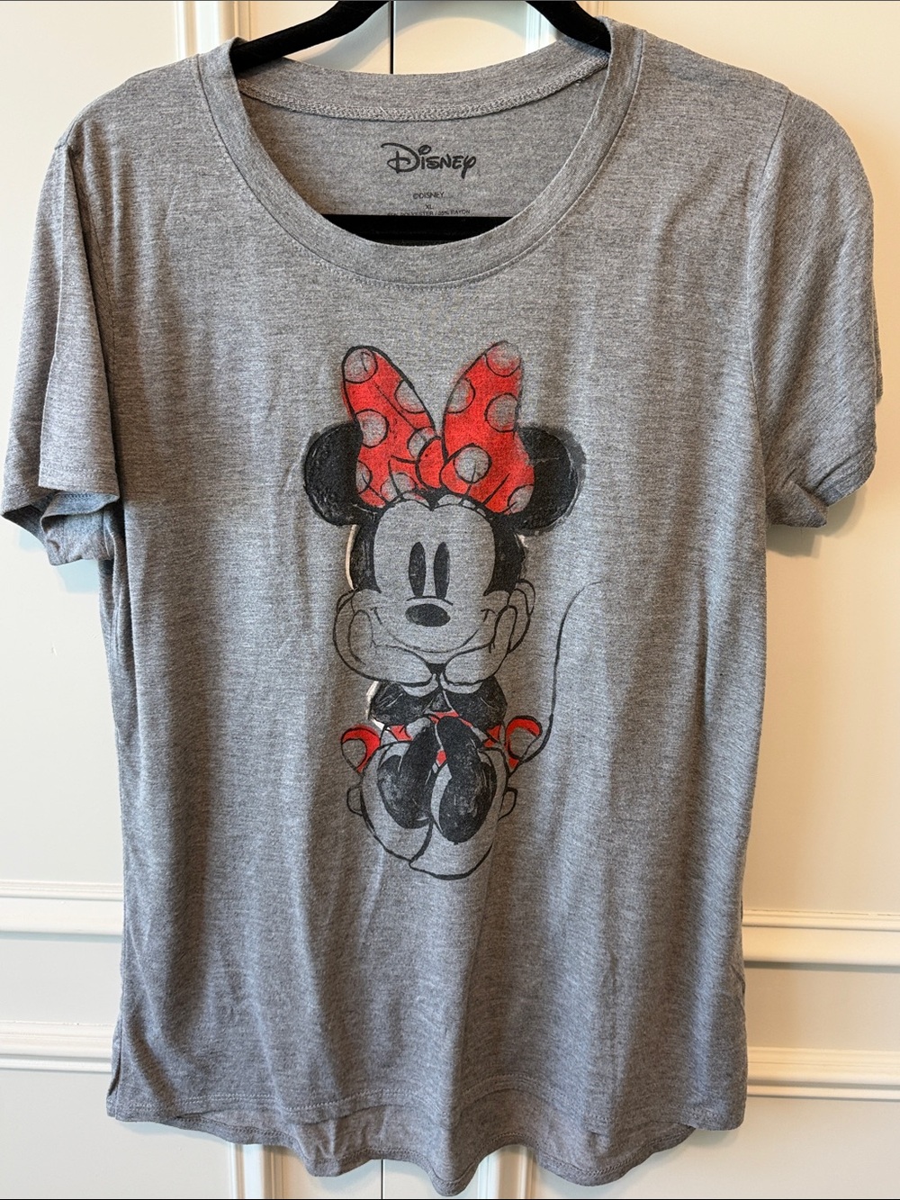 Disney Gray Tee with Minnie Mouse and Red Bow
